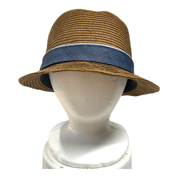 PENUIN BRAND Brown and Denim BLUE BAND with PEQUIN LOGO FEDORA Style L/XL - Picture 15 of 17